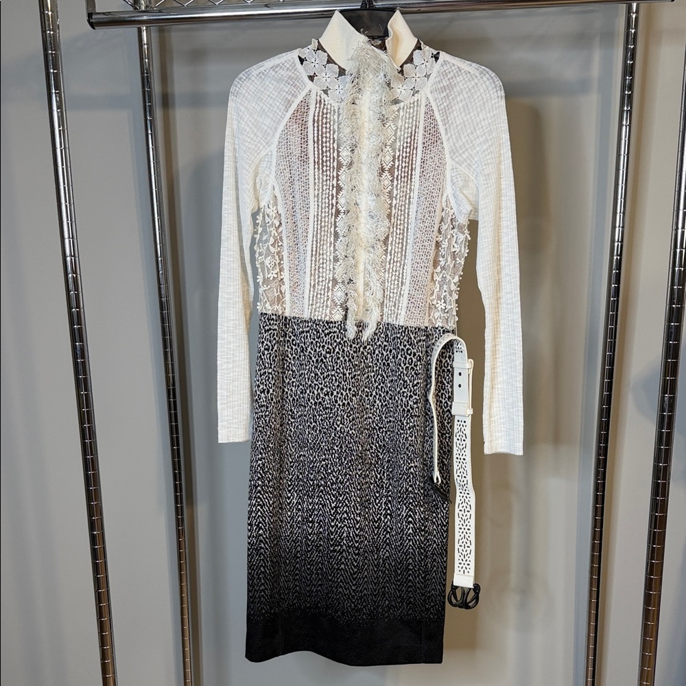 Byron Lars White and Black Midi Dress-New(No Tag)